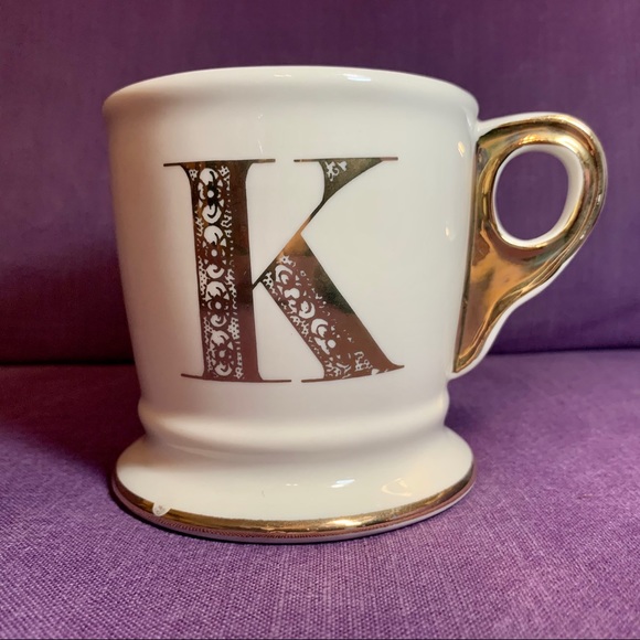💛 Gold and White Monogrammed Anthropologie Mug - Picture 3 of 10